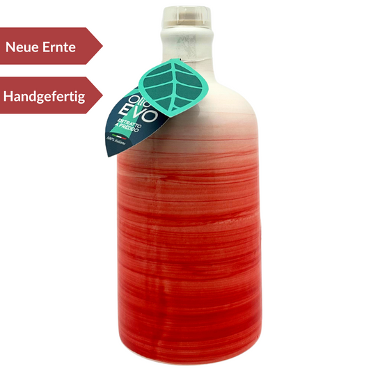 Olivenöl Extravergine 500ml in Keramikflasche (rot) - 12 SENSI