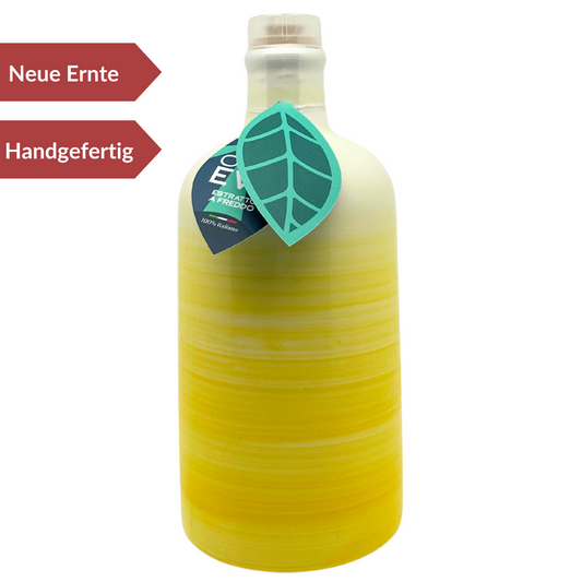 Olivenöl Extravergine 500ml in Keramikflasche (gelb) - 12 SENSI