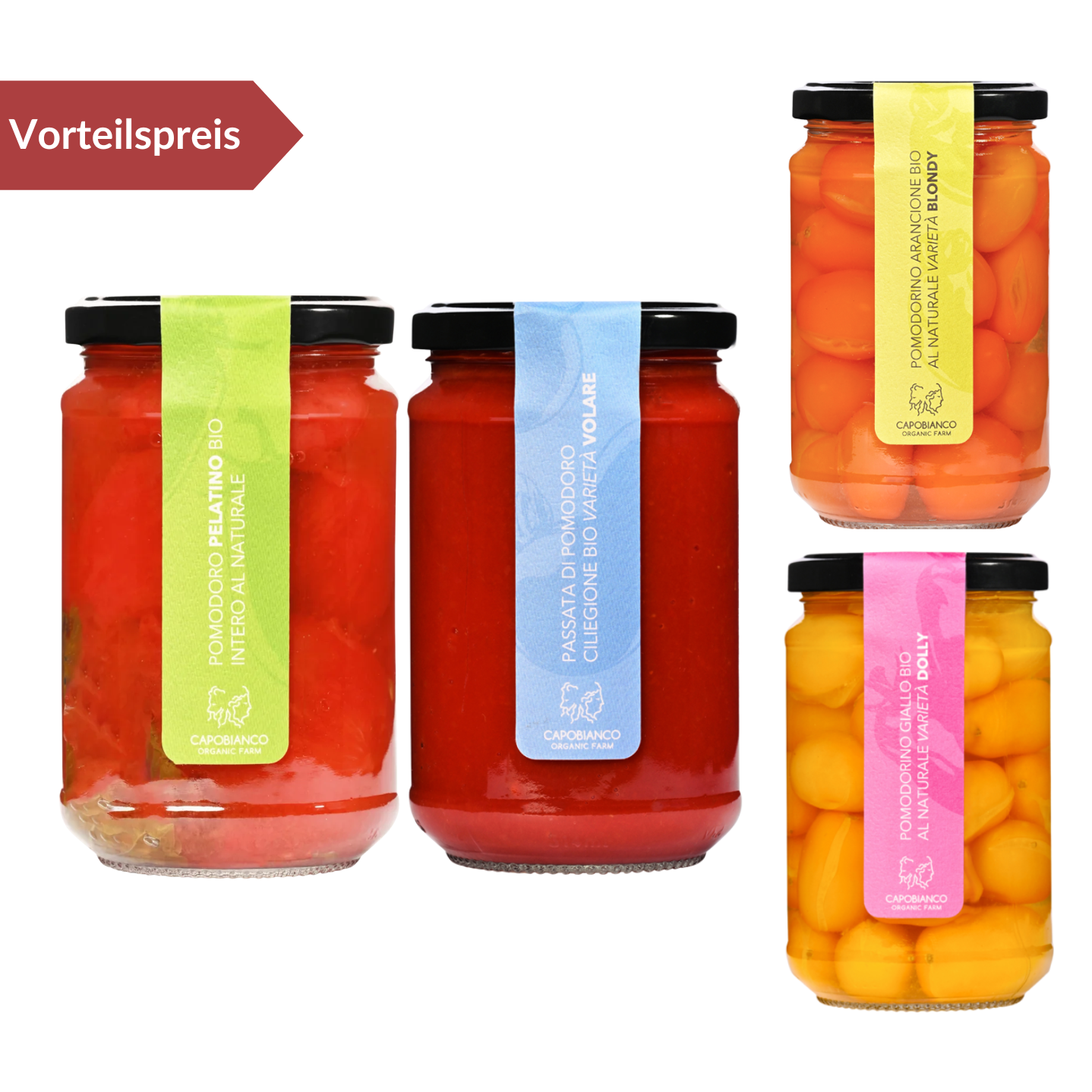 Tomaten Set Capobianco "Lusso" 2x580ml, 2x314ml Tradizionale