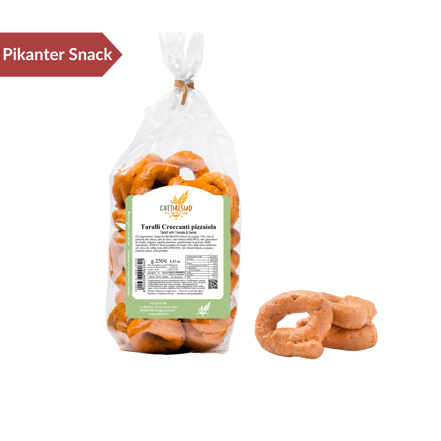 Taralli "Croccanti alla pizzaiola" - pikantes Gebäck 250g - COTTI AL SUD
